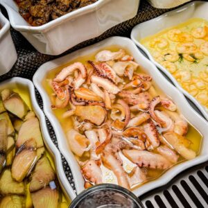 selection of a seafood at deli